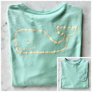 Vineyard Vines Long Sleeve 2 tone Vintage Whale pocket Tee  ~ Size L(16)